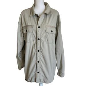 Levi's Shacket Work Jacket Men's Size XL Beige Sherpa Lined Button Front Ripstop